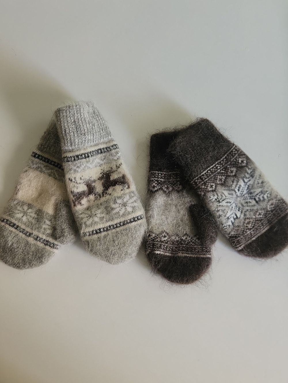 Gray & Black Patterned Mittens  New